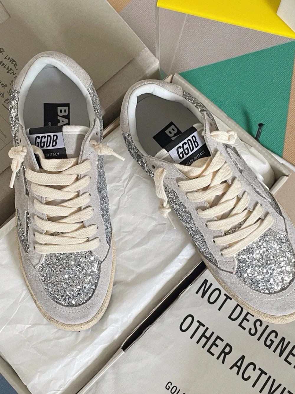 Silver Glitter Low-Top Sneakers for Women